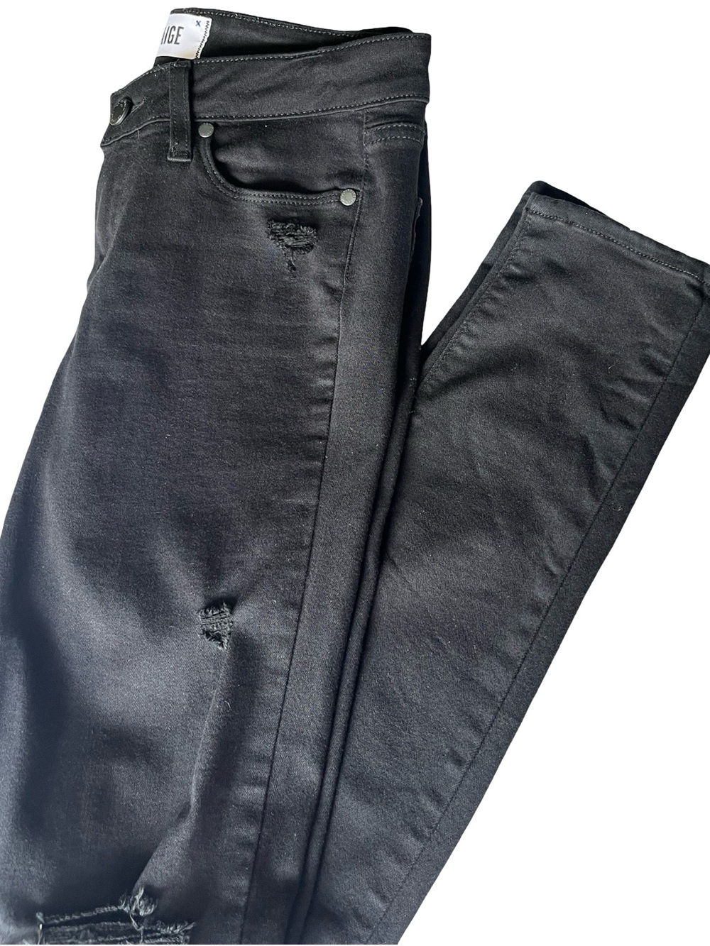 PAIGE Black Verdugo Ultra Skinny Jeans Mid Rise Distressed Denim Womens Size 27